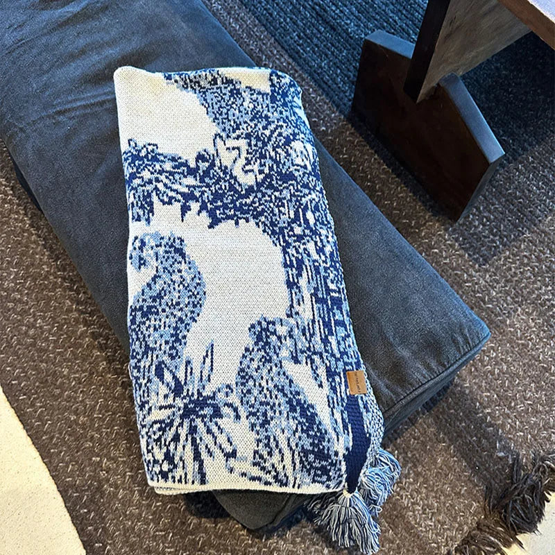 Afralia™ Cozy Chinese Ink Knit Blanket for All Seasons - Soft Sofa and Bed Cover