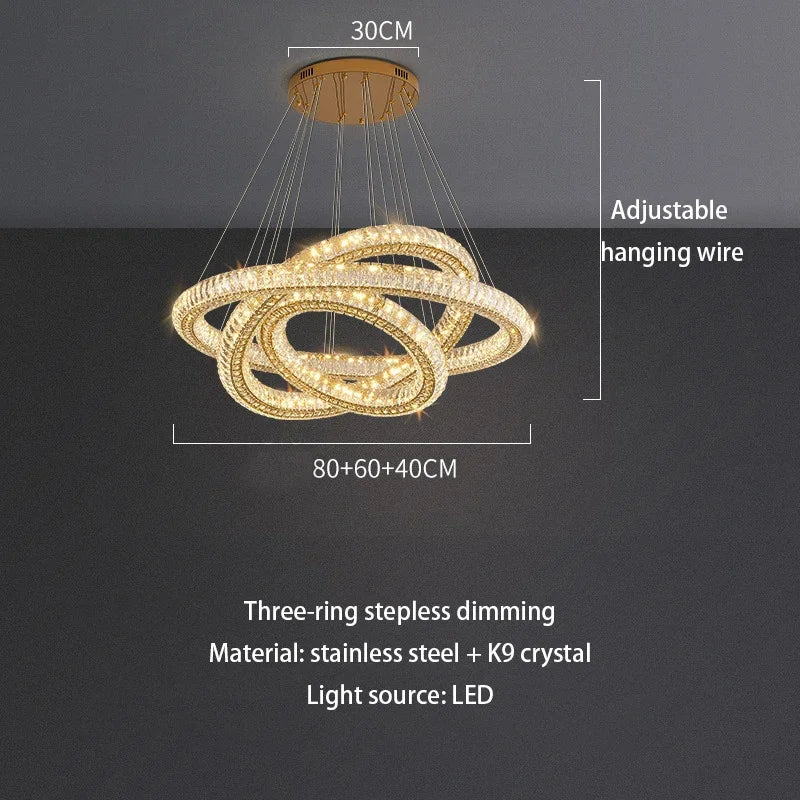 Afralia™ Ring Crystal Chandelier: Luxury Living Room Light for Modern Ambiance