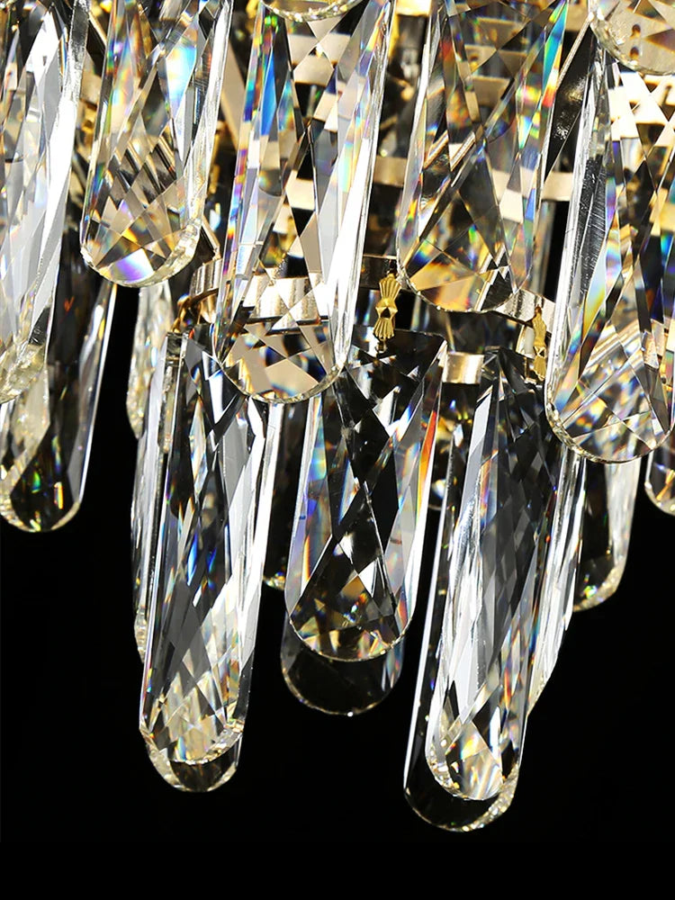 Afralia™ Luxury Crystal Chandelier LED Light Living Room Suspension Luminaire