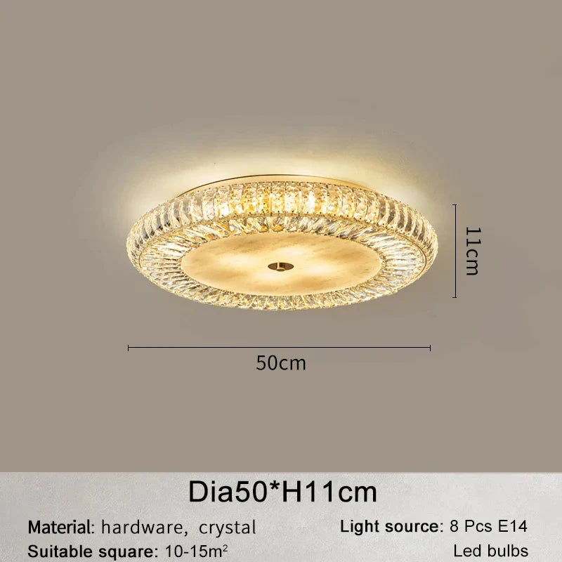 Afralia™ Golden Crystal Ceiling Chandelier | Luxury Living Room LED Light Fixture