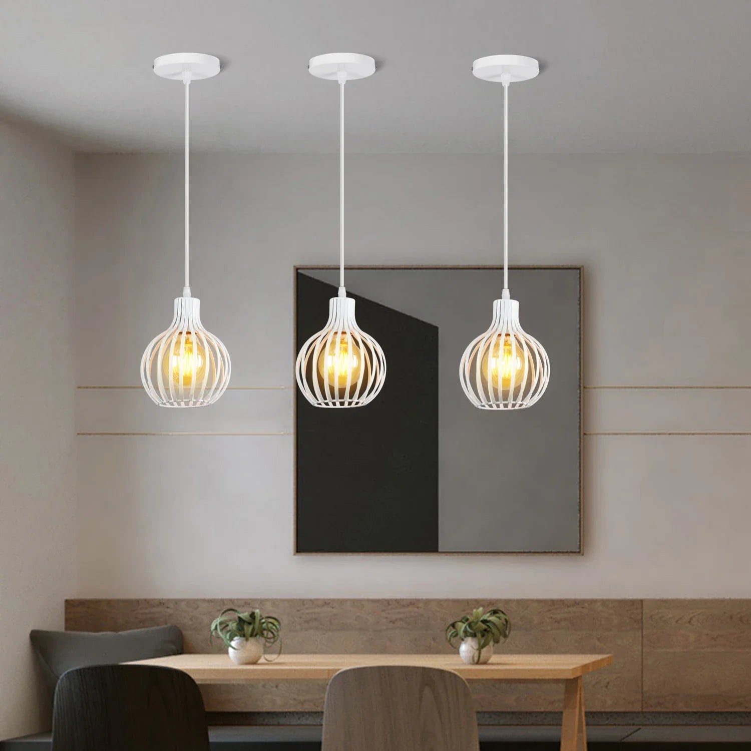 Afralia™ Industrial Cage LED Pendant Light for Modern Vintage Chandelier in Living Room