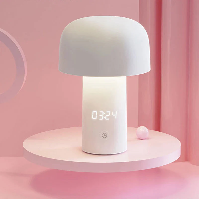 Afralia™ Mushroom Time Table Lamp: USB Charging, Dimming, Touch LED, Minimalist Bedroom Light