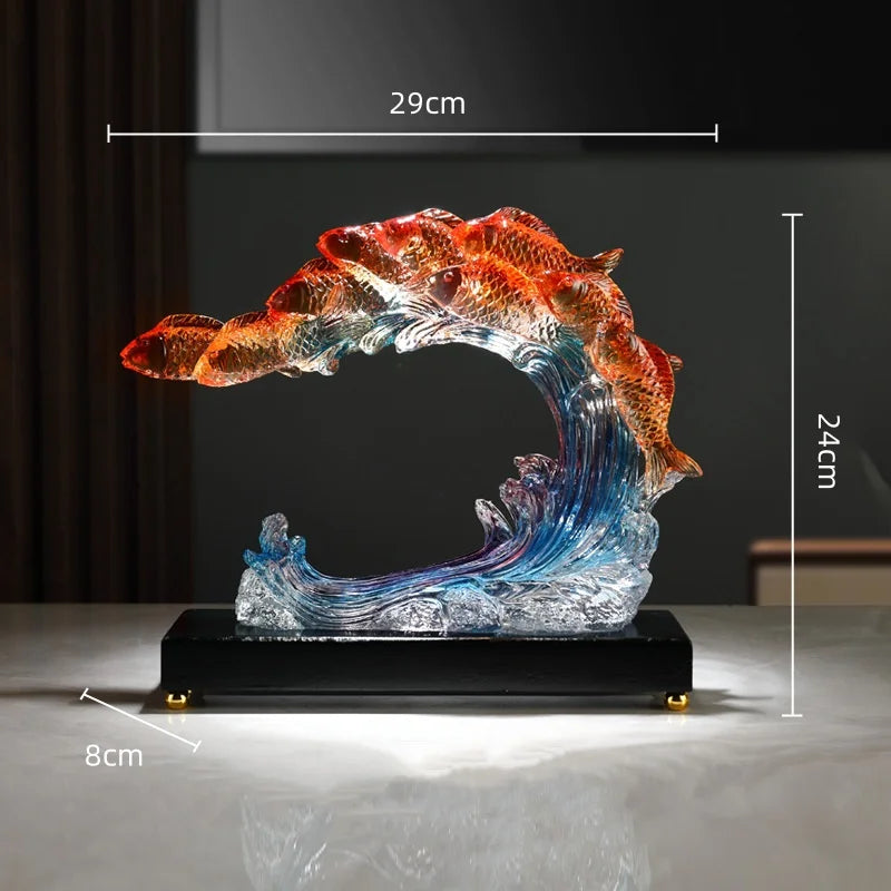 Afralia™ Gradient Goldfish Resin Sculpture - Home Decoration