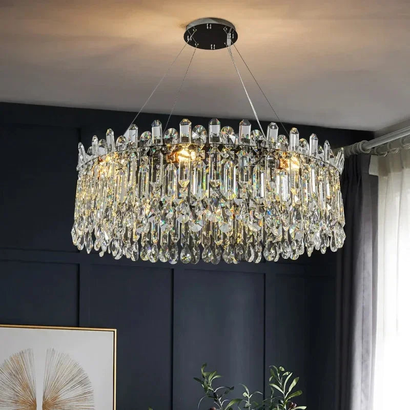 Afralia™ Clear Crystal LED Chandelier: Trendy Modern Luxury Suspension Luminaire for Dining Room