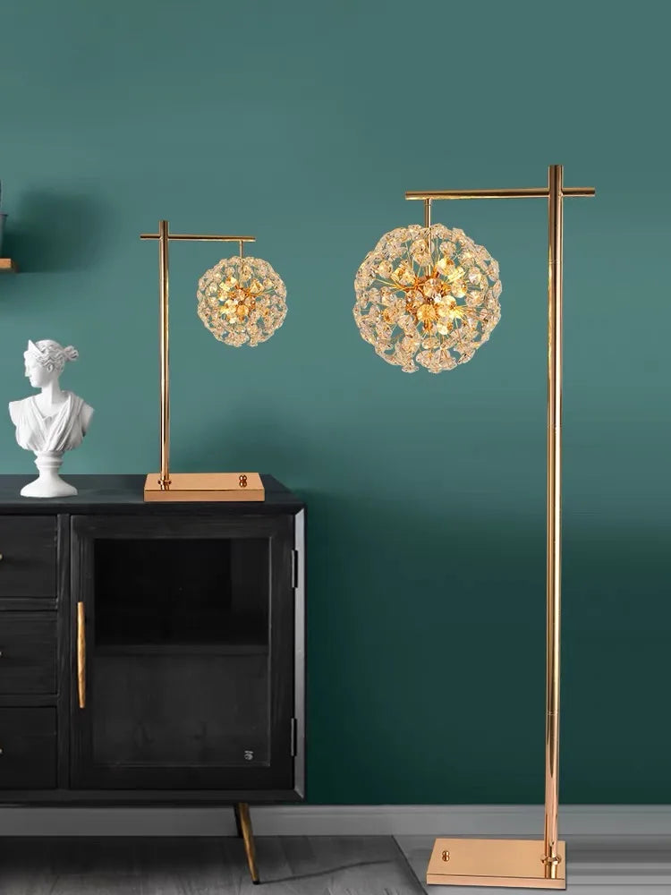 Afralia™ Sunflower Crystal Floor Lamp: Modern LED Standing Light for Bedroom & Living Room Decor