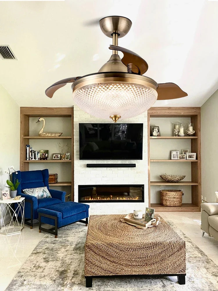 Afralia™ Brushed Copper LED Ceiling Fan with Remote Control - 6 Speeds