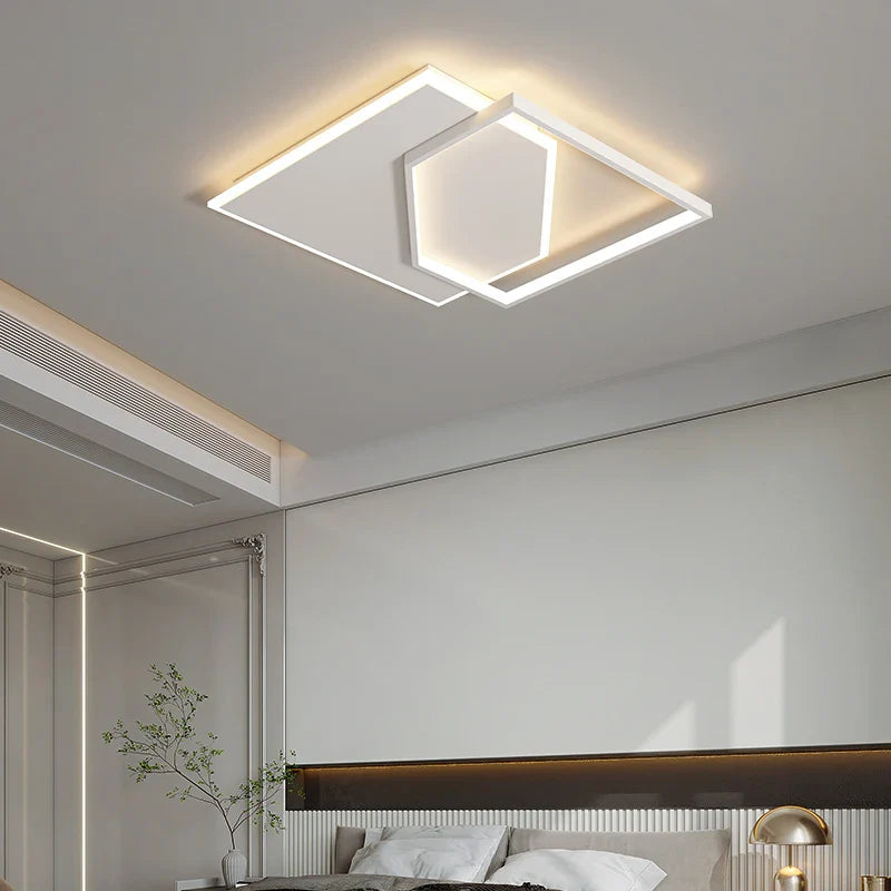 Smart LED Square White Ceiling Lamp for Bedroom, Living Room, Study Room - Afralia™ Chandelier Light