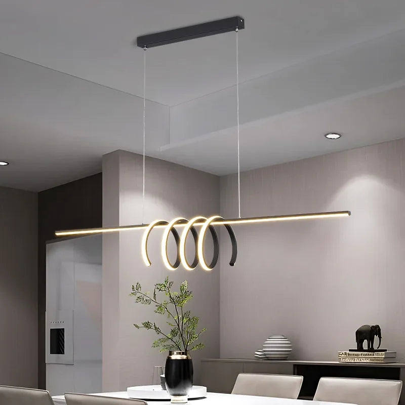 Spiral Aluminum LED Chandeliers by Afralia™ - Modern Design for Dining Room, Bedroom, Kitchen