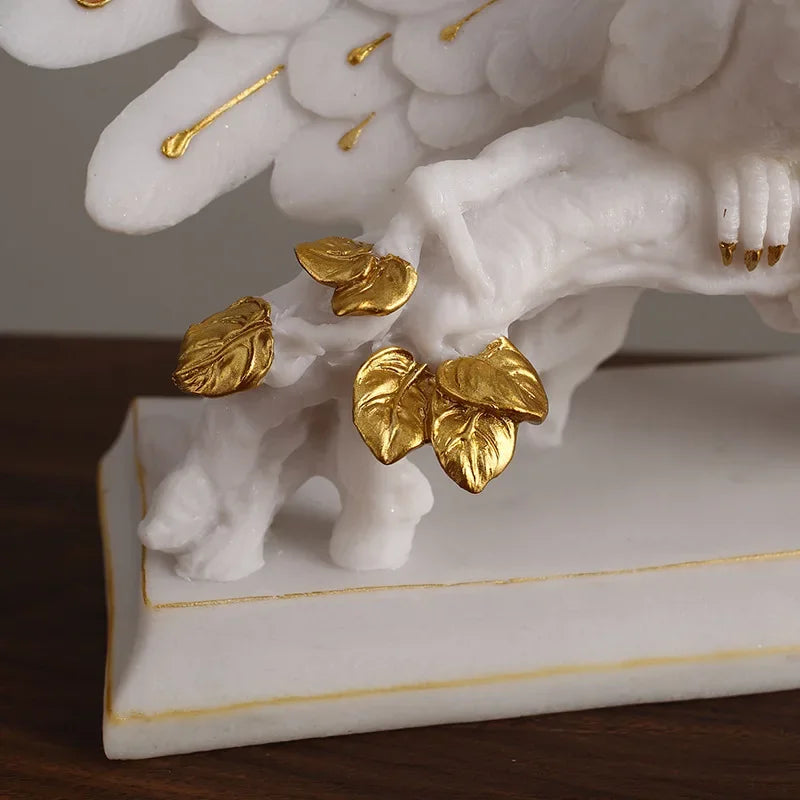 Afralia™ Golden Phoenix Peacock Sculpture Home Decor Ornament Figurine