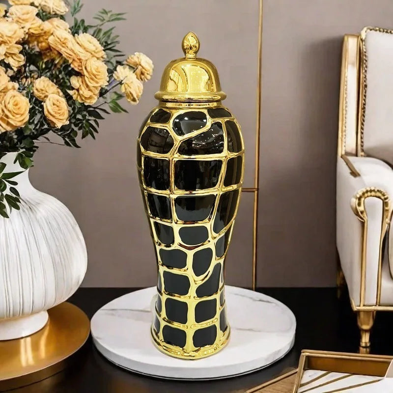 Afralia™ Plaid Can Checkmate Jar: Stylish Ceramic Vase & Sealed Storage Tank