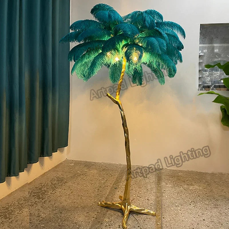 Afralia™ Ostrich Feather Floor Lamp Modern LED Light Fixtures Living Room Bedroom