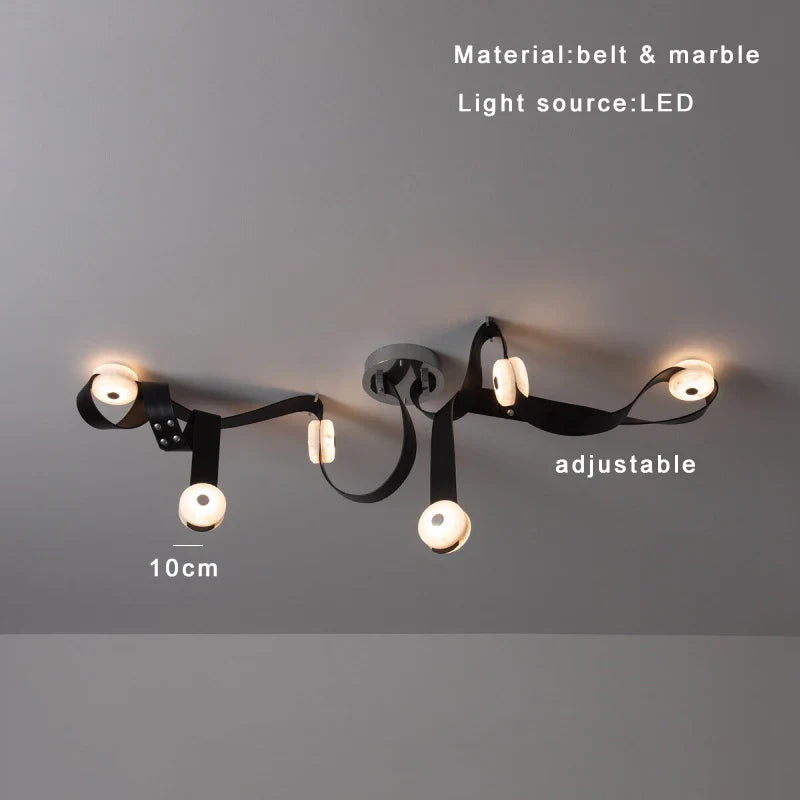 Afralia™ Designer Belt Marble Pendant Lights: Luxury Dimmable Fixture for Villa Duplex