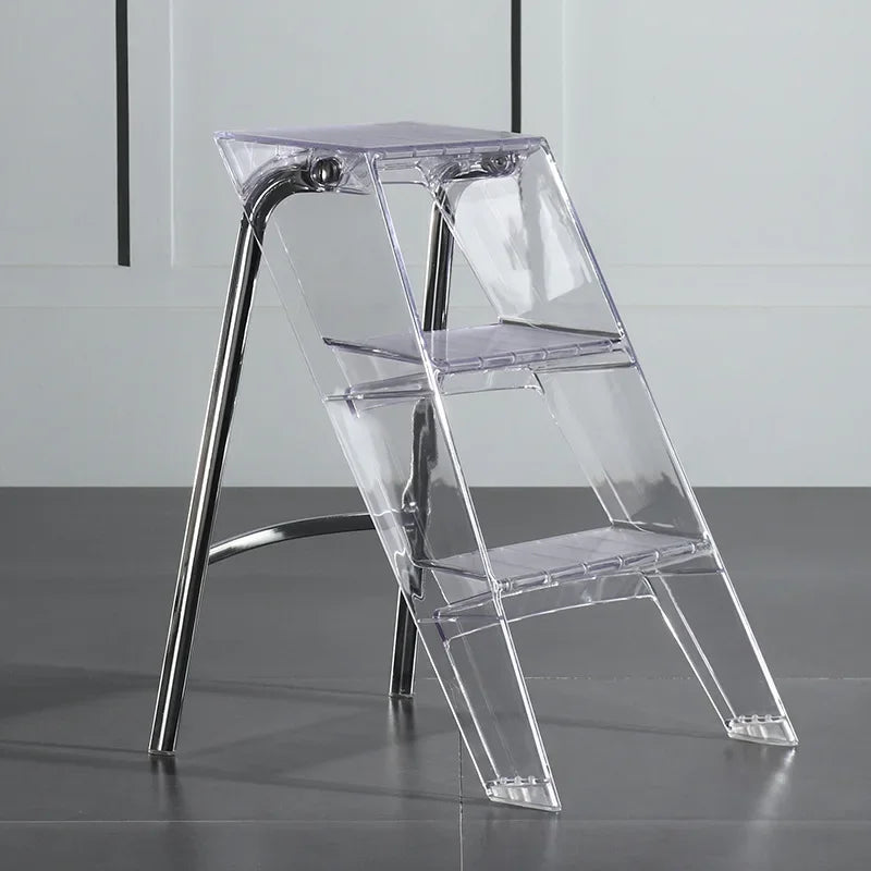 Afralia™ Portable Telescopic 3-Step Acrylic Folding Ladder