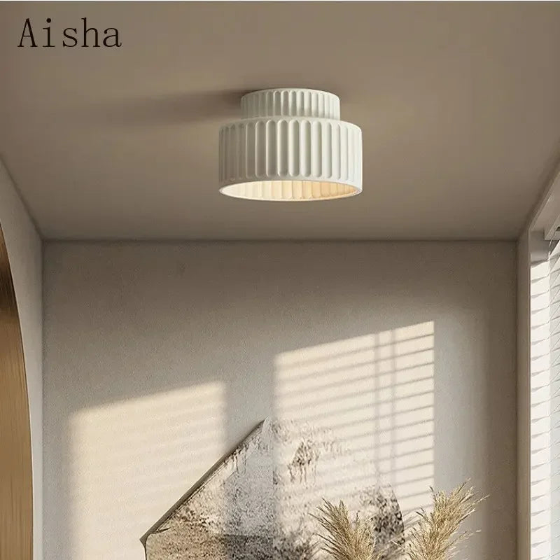 Afralia™ Wabi-sabi Cream Ceiling Lamp - Designer Nordic Bedroom Lighting