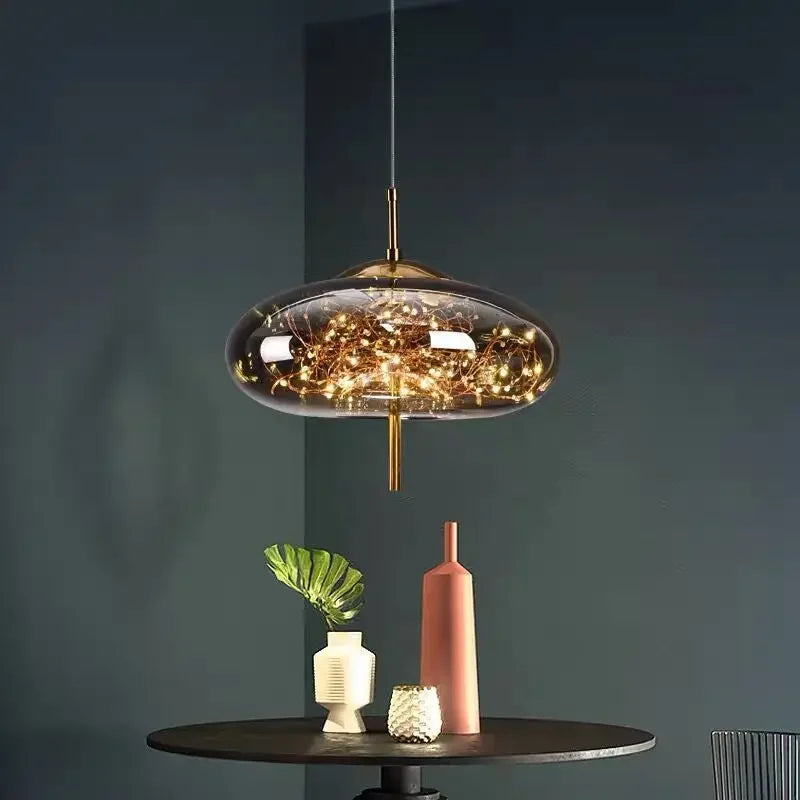 Afralia™ Glass Pendant Lights: Modern LED Ceiling Chandelier for Bedroom & Bathroom