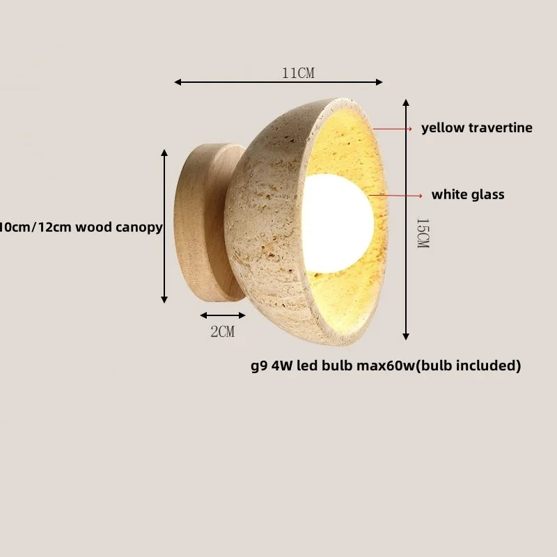 Afralia™ Vintage LED Wall Light Fixture Natural Stone Plug In Bedside Lamp
