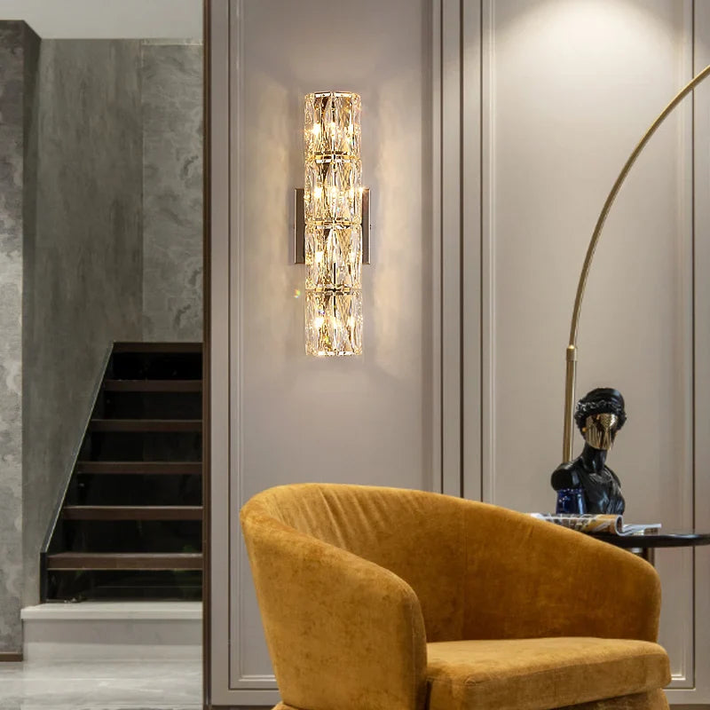 Afralia™ Crystal Wall Lamp: Elegant Living Room TV Background Bedroom Bedside Light