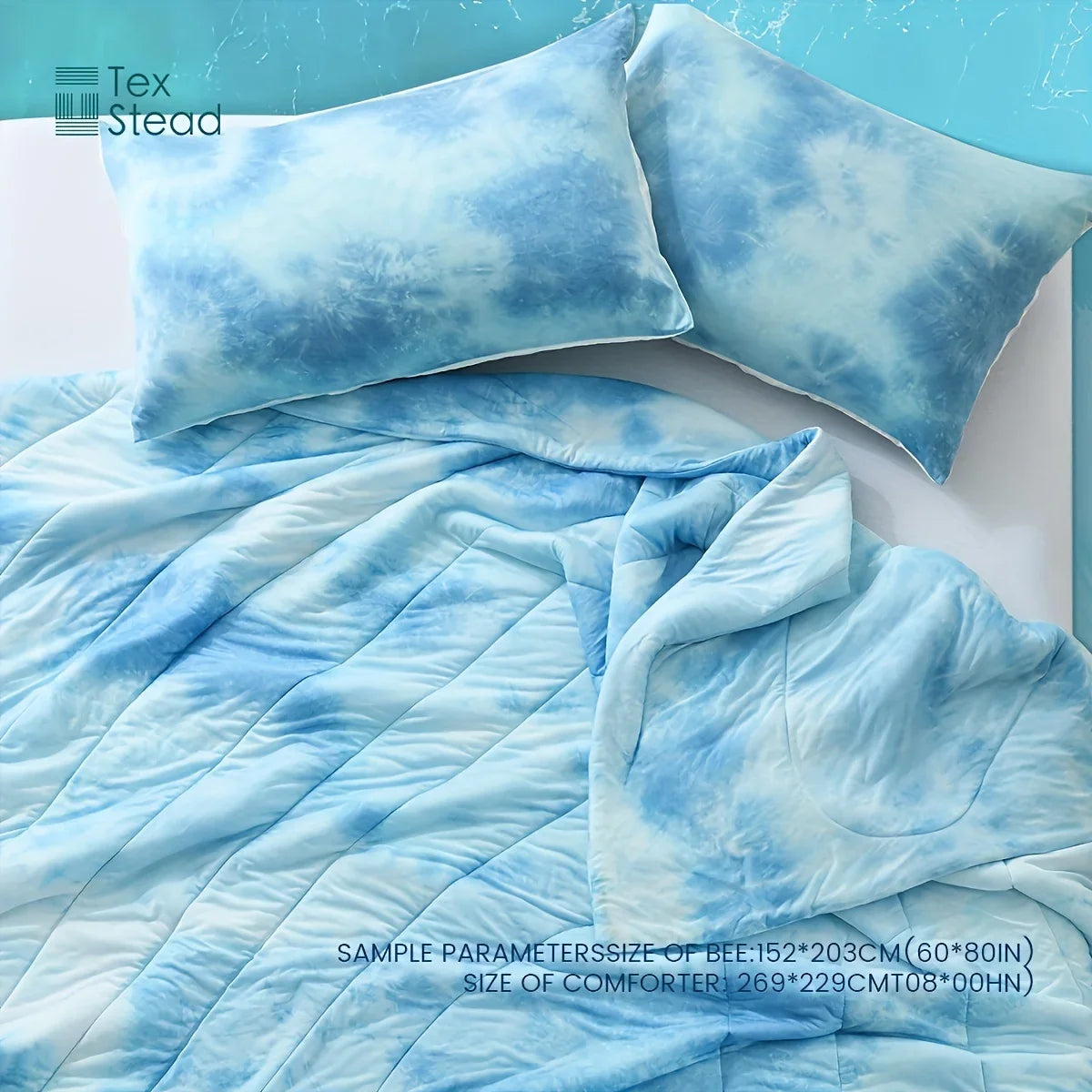 Afralia™ Tie-Dyed Wave Quilt Set: Summer Coolness (1 Quilt + 2 Pillowcases)