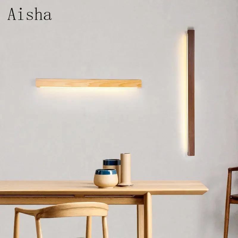 Afralia™ Solid Wood Wall Lamp 60cm/80cm/120cm - Modern Sconces for Living Room, Bedroom