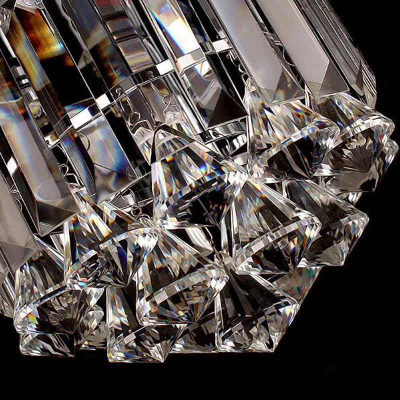 Afralia™ Stainless Steel Crystal Round Ceiling Lights for Hotel Lobby, Bar & Cafe