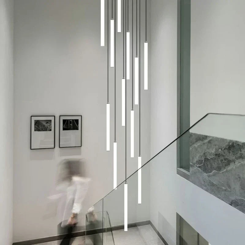 Afralia™ Modern Luxury LED Stair Pendant Chandelier Light for Villa