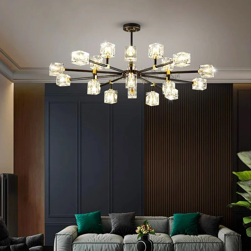 Afralia™ Crystal Chandelier Pendant Light for Living Room Bedroom Ceiling, Luxury Indoor Lighting