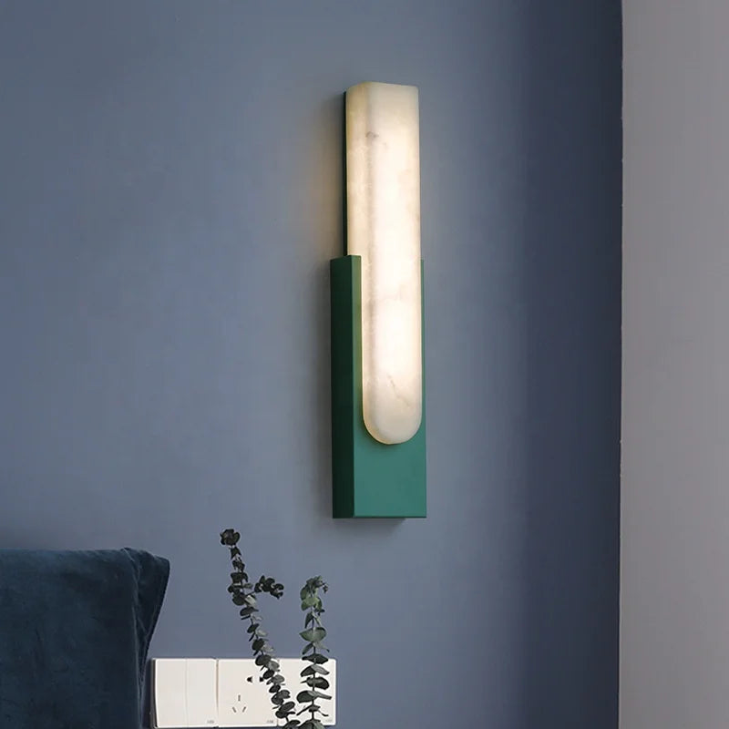 Afralia™ Grey Marble LED Wall Sconce: Nordic Style Metal Bedside Lamp