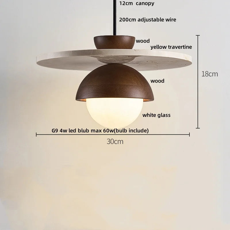 Afralia™ Yellow Travertine Stone Pendant Lights LED Modern Hanging Lamp - Nordic Design