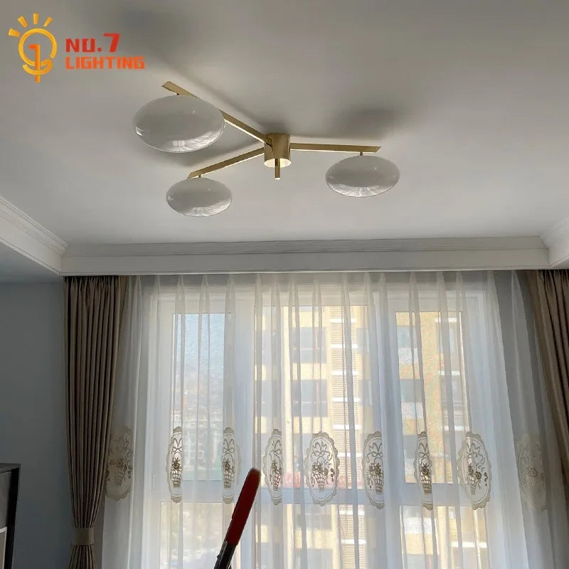 Afralia™ Black/Gold Lustre Copper Ceiling LED Modern Light Fixture for Living Room/Kitchen/Balcony