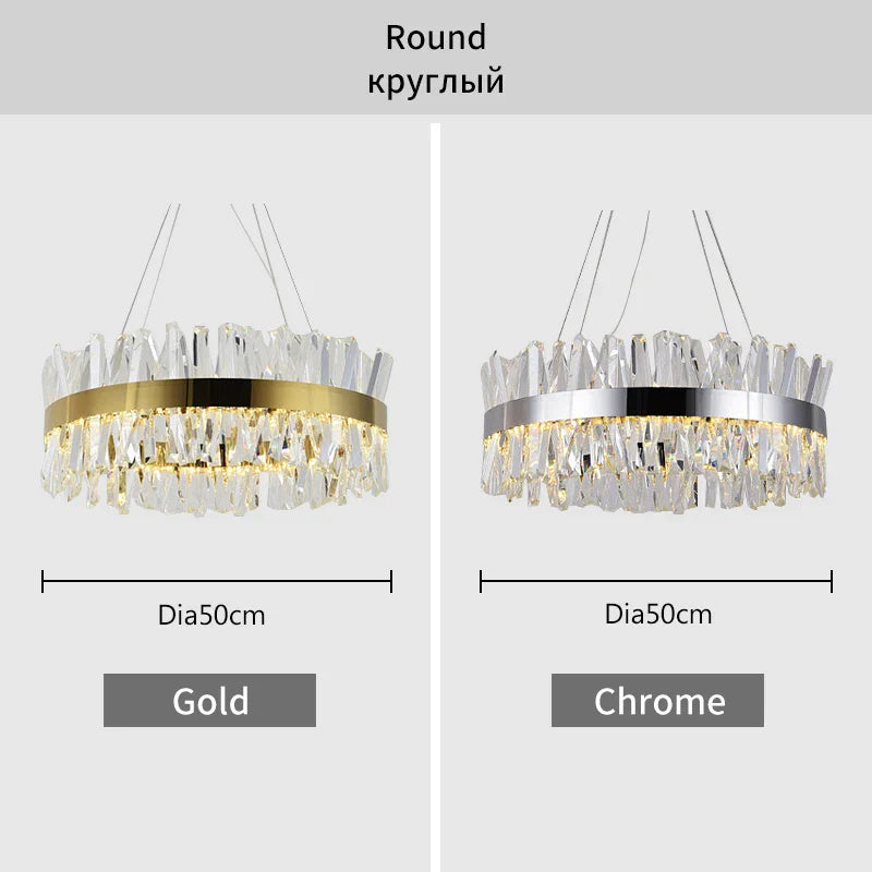 Afralia™ Crystal LED Pendant Light Chrome/Gold Luxury Chandelier for Kitchen Living Room.