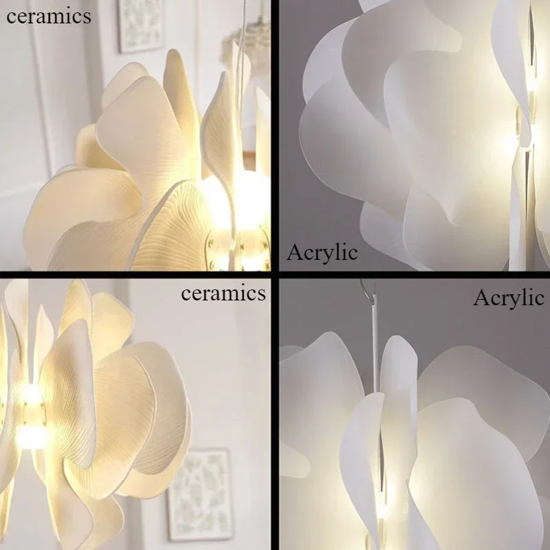 Afralia™ Nordic Ceramic Petals Chandelier LED Pendant Lamp