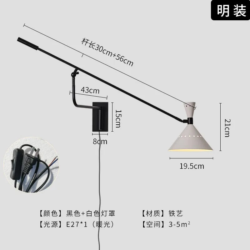 Afralia™ Swing Arm LED Wall Lamp Adjustable Designer Art Decor Living Room