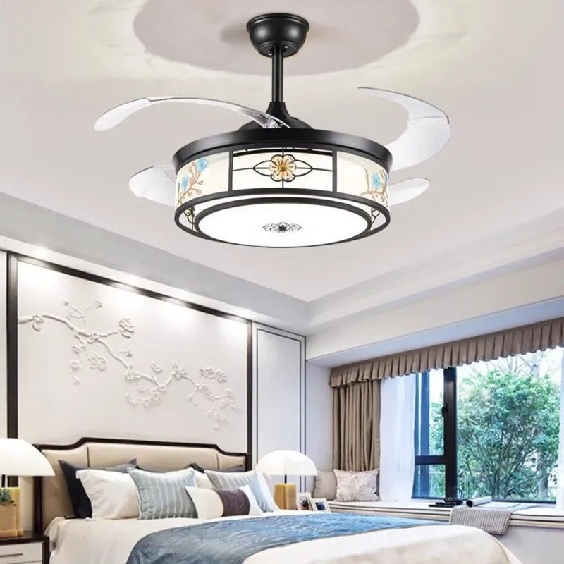 Afralia™ Smart Remote Control Retractable Ceiling Fan Light, 42"-48", Decorative Hidden Blades
