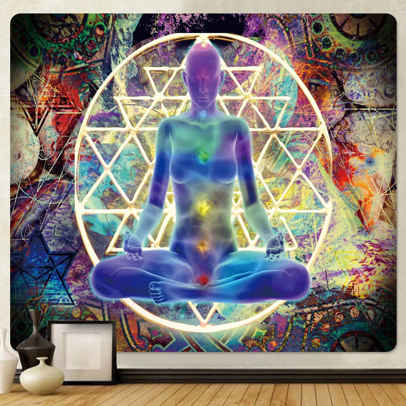 Afralia™ Chakra Psychedelic Tapestry: Boho Yoga Wall Decor & Room Hanging