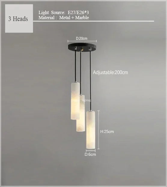 Afralia™ Nordic Marble Pendant Light Adjustable Loft Lighting for Bedroom Hall Restaurant