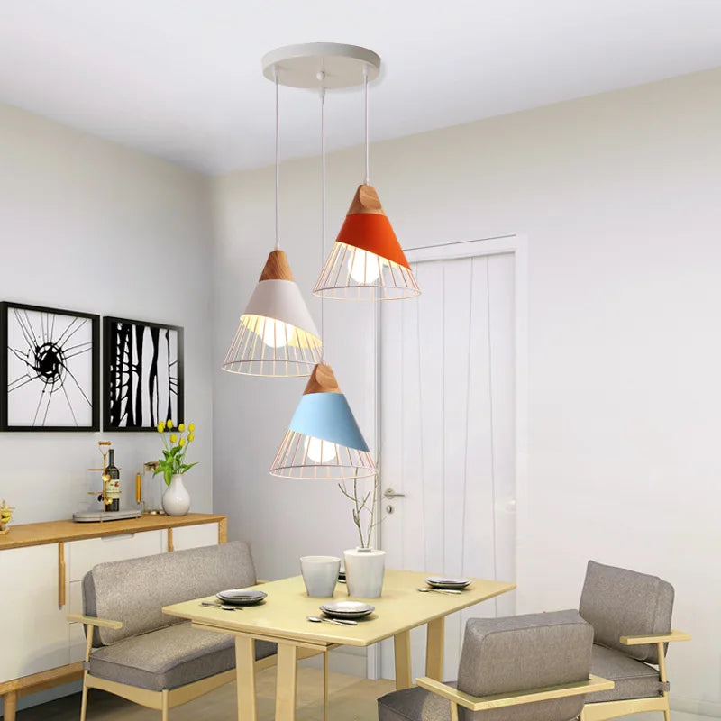 Afralia™ Wood Pendant Lamp: Modern Nordic Aluminum Hanging Light for Bedroom, Kitchen, E27 LED Bulb