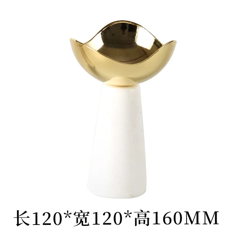 Afralia™ Golden Tray Dessert Bowl Fruit Snack Plate Home Decor Storage Container