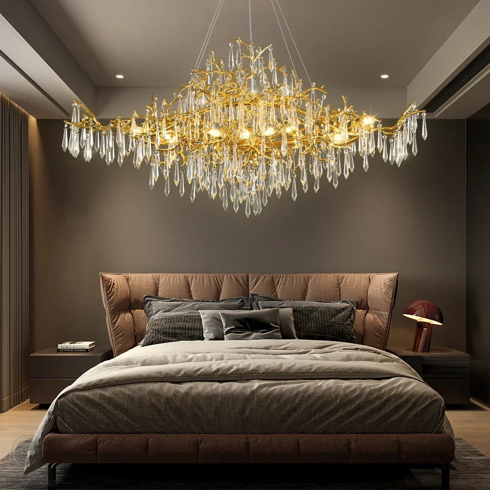 Afralia™ Crystal Chandelier: Modern Luxury Long Light for Kitchen, Dining, Living, and Bedroom