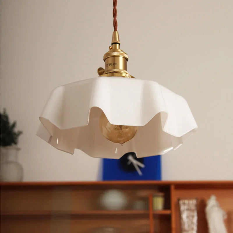 Cream Glass Cloud Pendant Light by Afralia™ - Simple Retro Indoor Chandelier for Home