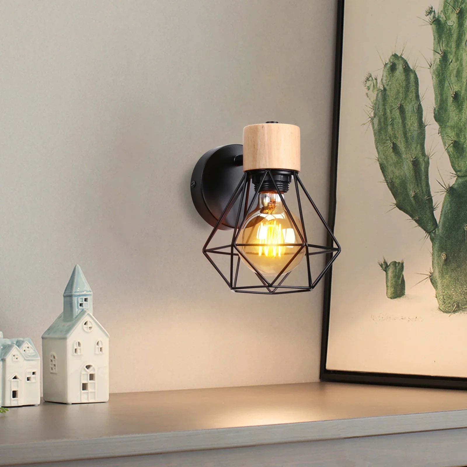 Afralia™ Nordic Wood Wall Lamp Sconce Retro Bedside Indoor Lighting Vintage Fixture