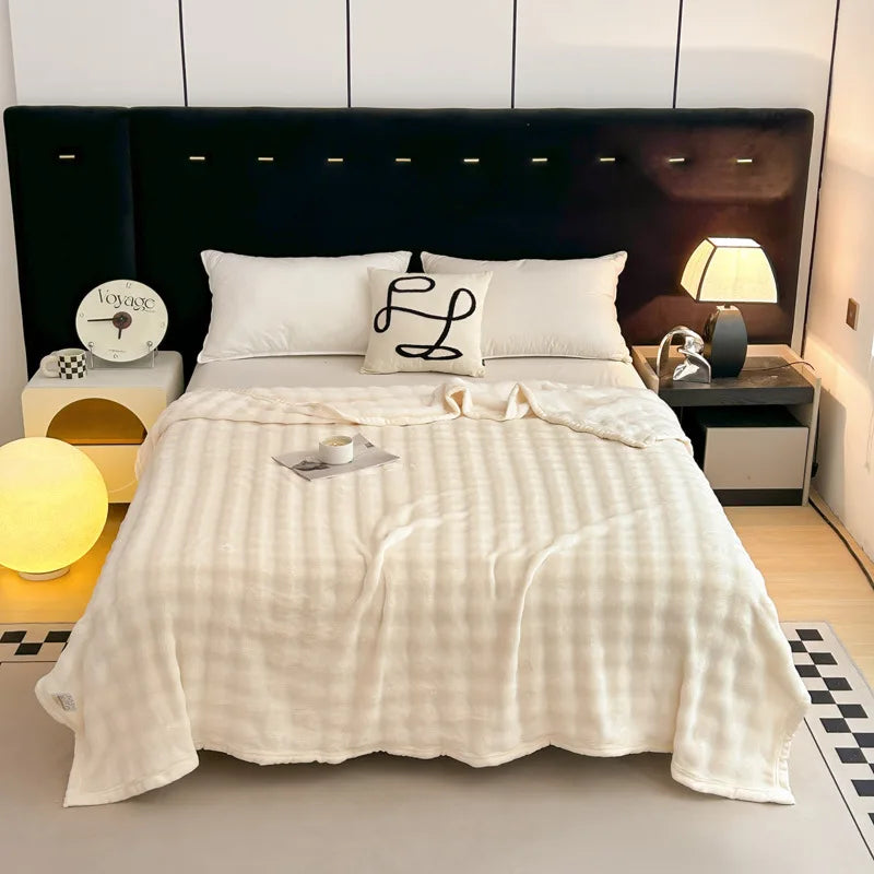 Afralia™ Plush Flannel Sofa Blanket Double Sided Velvet Nap Shawl