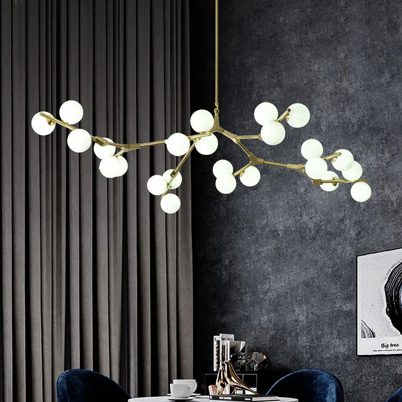 Afralia™ Glass Balls LED Pendant Lights: Modern Branches Style Chandeliers for Living Room