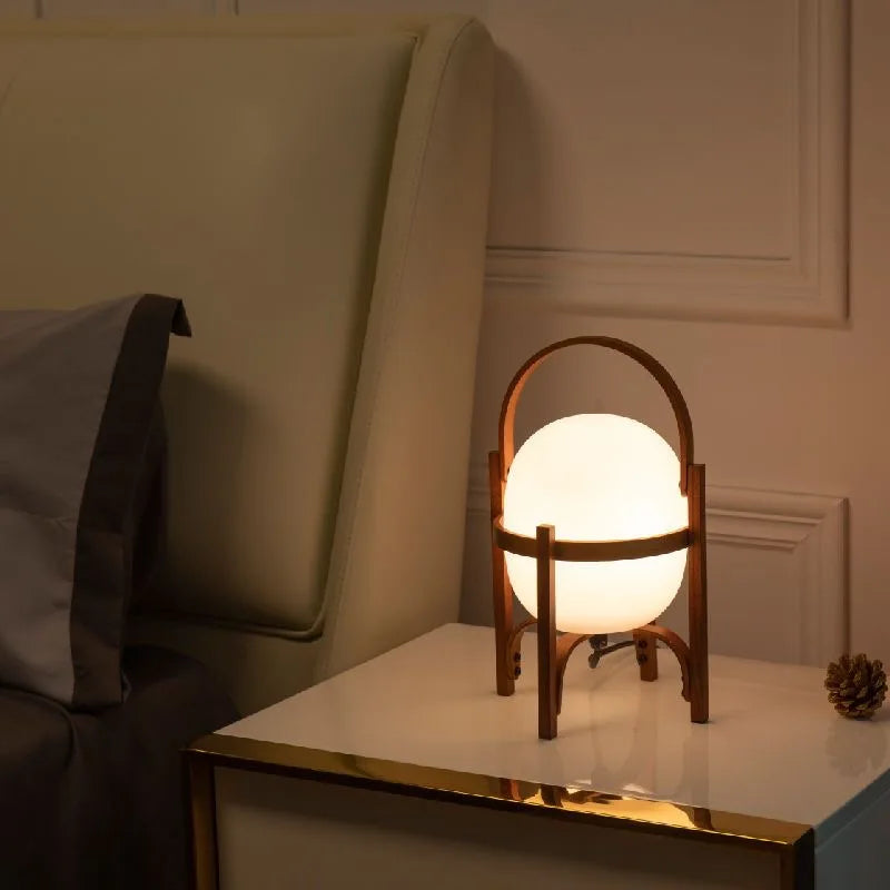 Afralia™ Glass & Wood/Metal Table Lamp - Japanese Style Room Light