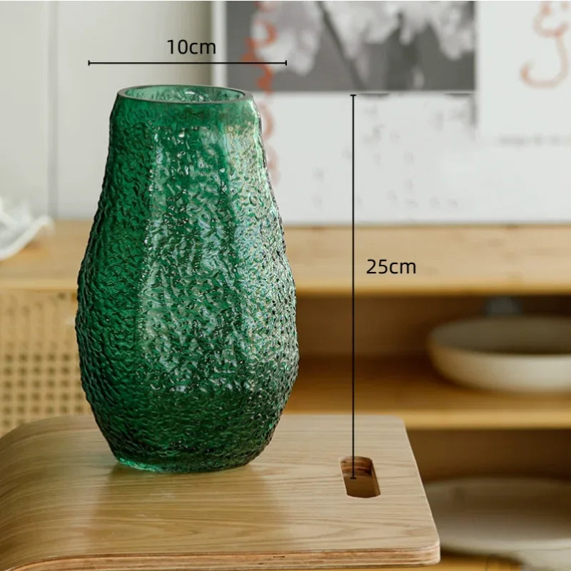 Afralia™ Green Transparent Glass Vase for Flower Arrangement & Home Decor