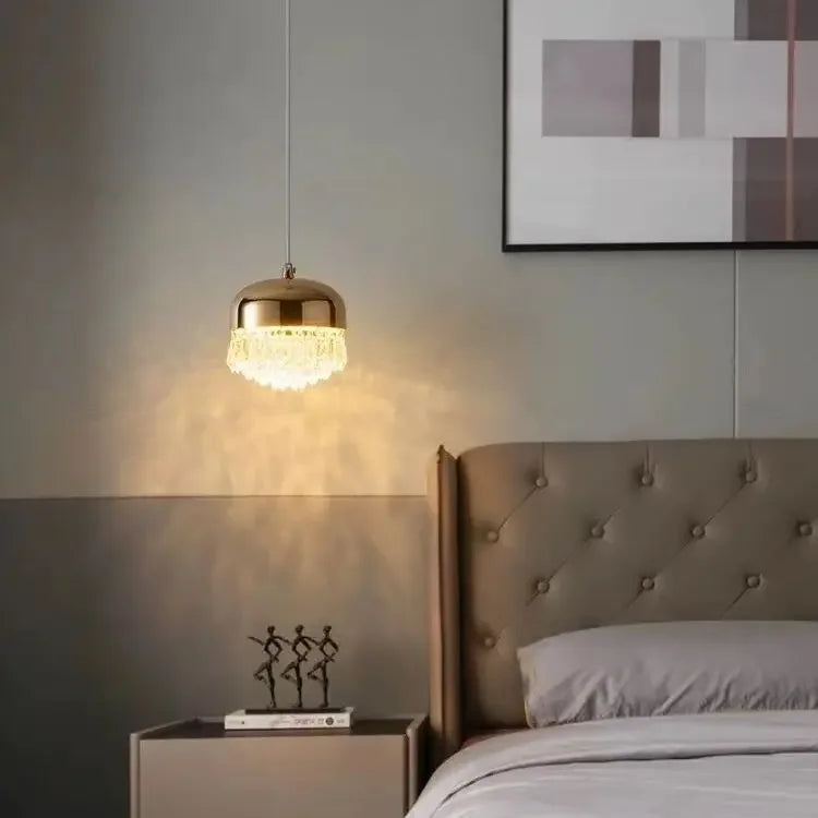 Afralia™ Crystal Tassel Chandelier for Bedroom Dining Room Bedside Glass Pendant Light