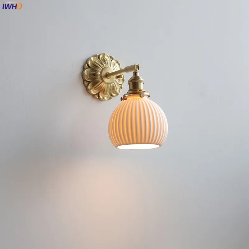 Afralia™ White Ceramic LED Wall Light for Living Room Bedroom Bathroom Nordic Design