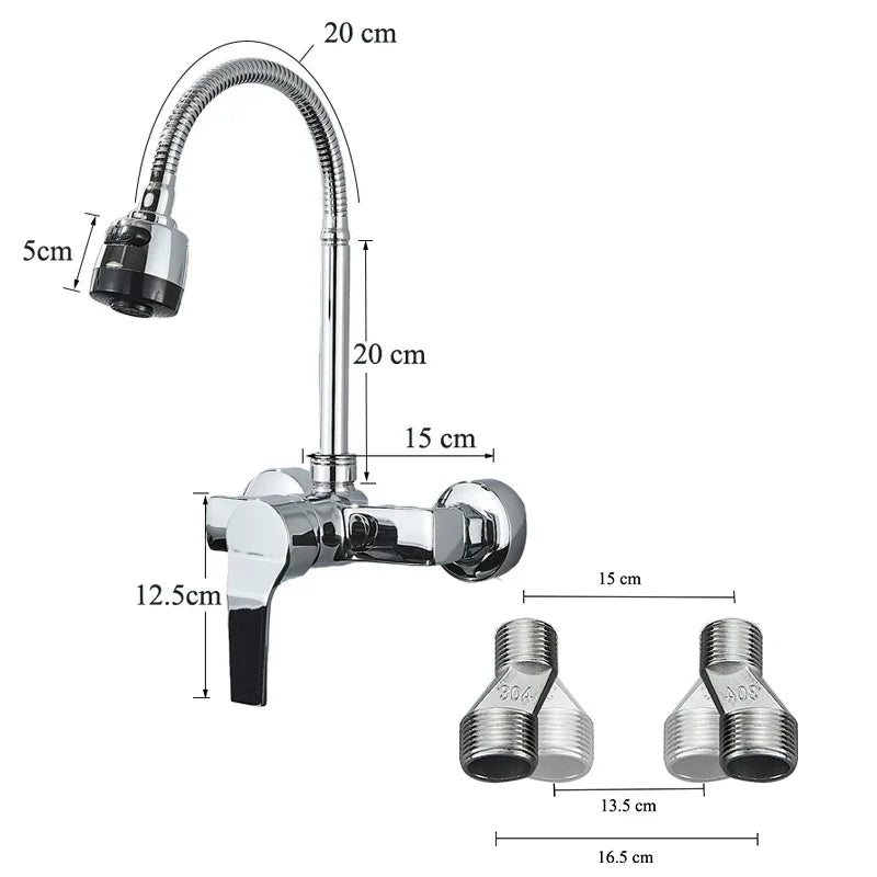 Afralia™ Chrome Kitchen Sink Faucet 360° Rotation Hot/Cold Mixer Taps
