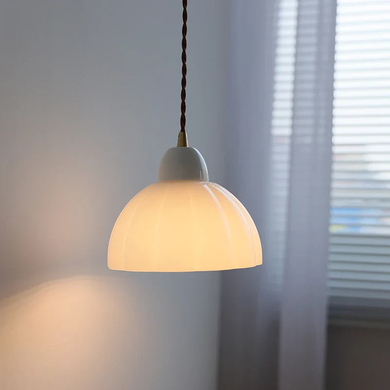 Afralia™ Modern Nordic Glass Pendant Light with Ceramic Socket for Home Decor.
