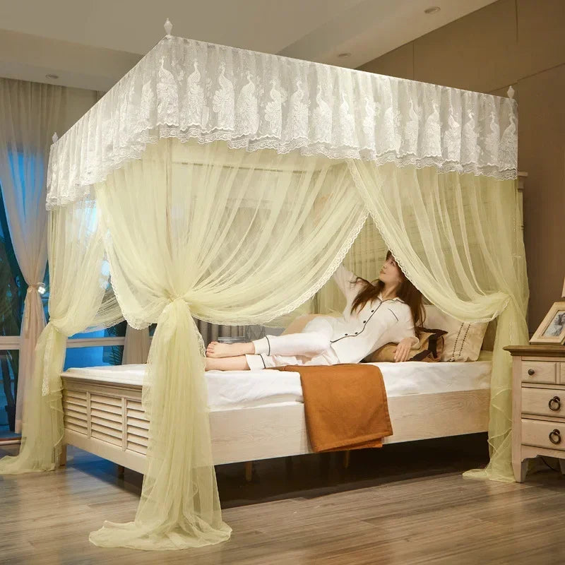 Afralia™ Square Princess Mosquito Net for Double Bed - Breathable Canopy Net