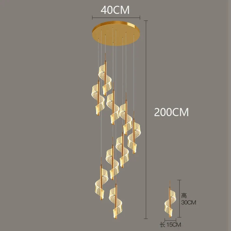Afralia™ LED Spiral Staircase Chandelier | Luxury Duplex Nordic Light for Living Room & Villa